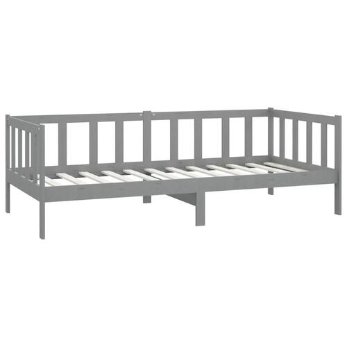 Daybed med madras 90x200 cm massivt fyrretræ grå