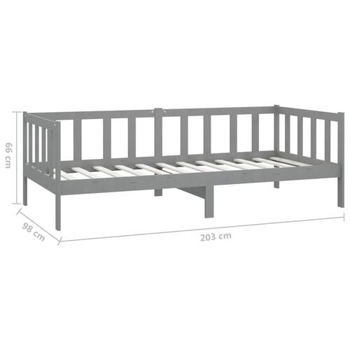 Daybed med madras 90x200 cm massivt fyrretræ grå