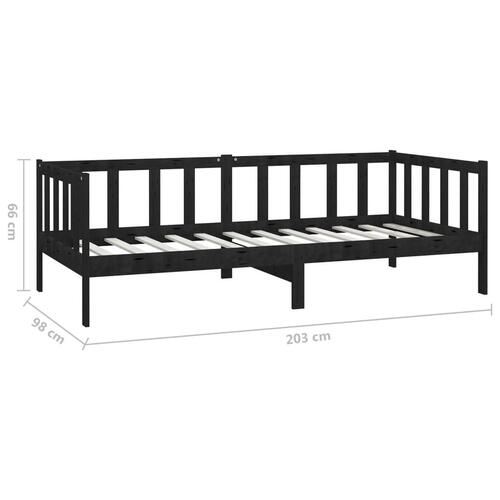 Daybed med madras 90x200 cm massivt fyrretræ sort