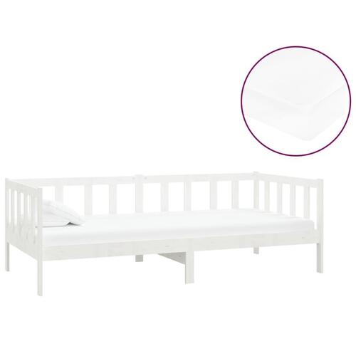 Daybed med madras 90x200 cm massivt fyrretræ hvid