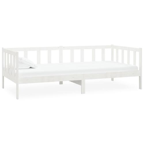 Daybed med madras 90x200 cm massivt fyrretræ hvid