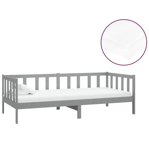 Daybed med madras 90x200 cm massivt fyrretræ grå