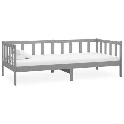 Daybed med madras 90x200 cm massivt fyrretræ grå