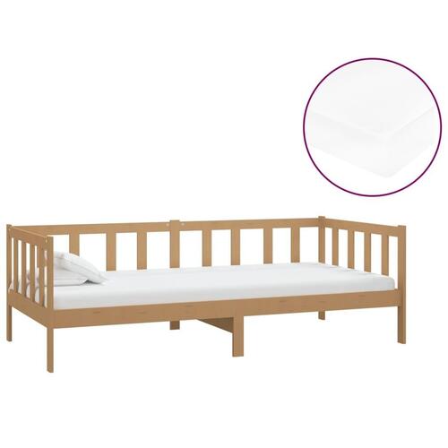 Daybed med madras 90x200 cm massivt fyrretræ gyldenbrun