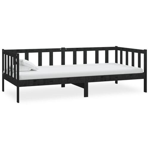 Daybed med madras 90x200 cm massivt fyrretræ sort