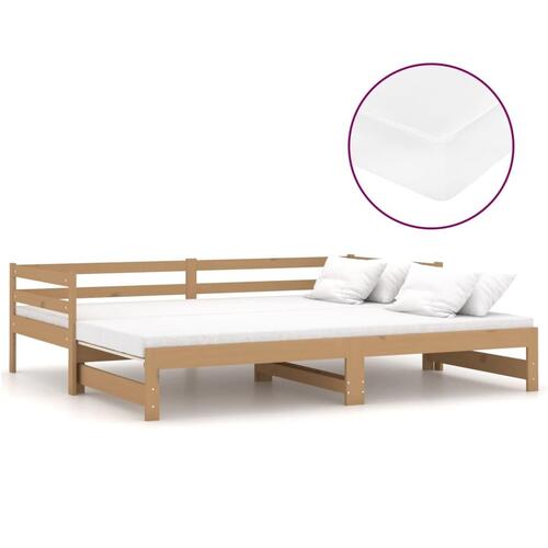 Daybed med udtræk 2x(90x200) cm massivt fyrretræ gyldenbrun
