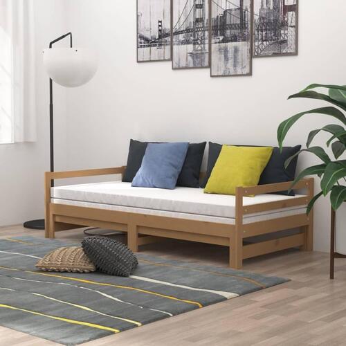 Daybed med udtræk 2x(90x200) cm massivt fyrretræ gyldenbrun