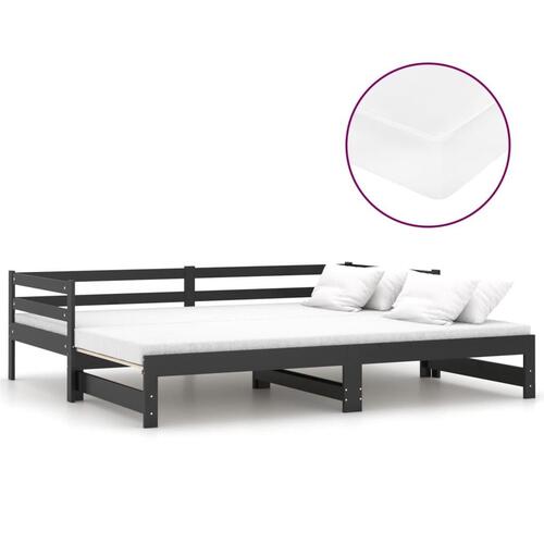 Daybed med udtræk 2x(90x200) cm massivt fyrretræ sort