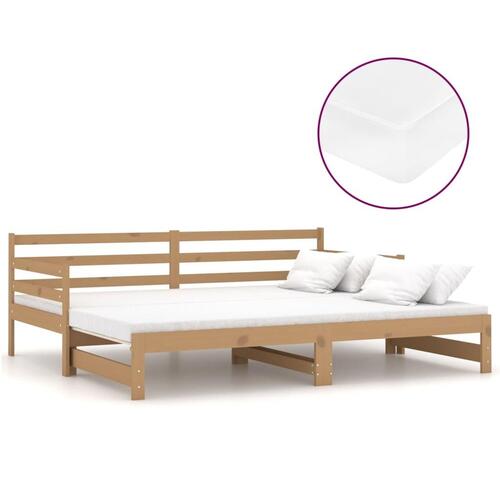 Daybed med udtræk 2x(90x200) cm massivt fyrretræ gyldenbrun