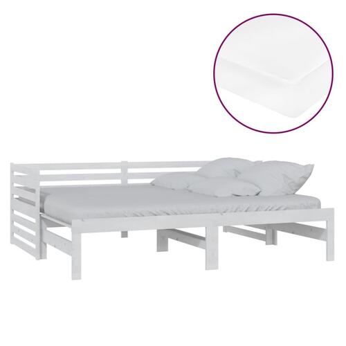 Daybed med udtræk 2x(90x200) cm massivt fyrretræ hvid