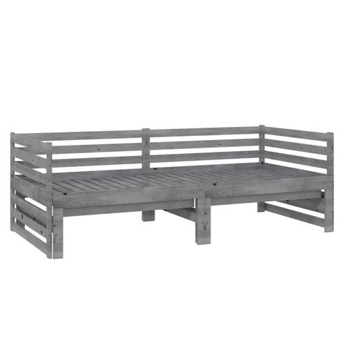 Daybed med udtræk 2x(90x200) cm massivt fyrretræ grå