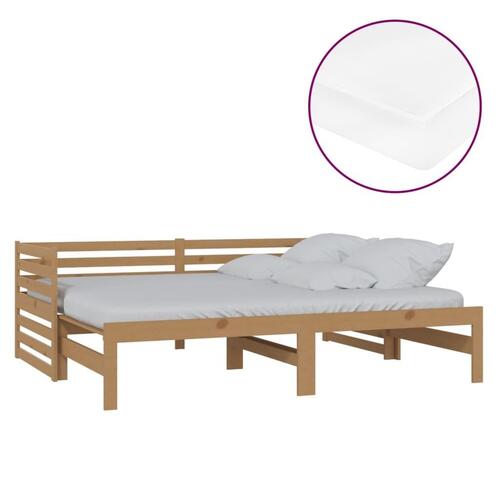 Daybed med udtræk 2x(90x200) cm massivt fyrretræ gyldenbrun