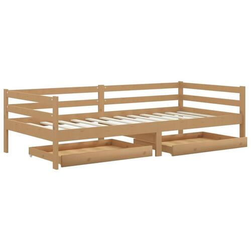 Daybed med skuffer 90x200 cm massivt fyrretræ gyldenbrun