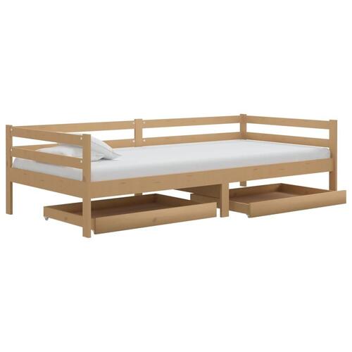 Daybed med skuffer 90x200 cm massivt fyrretræ gyldenbrun