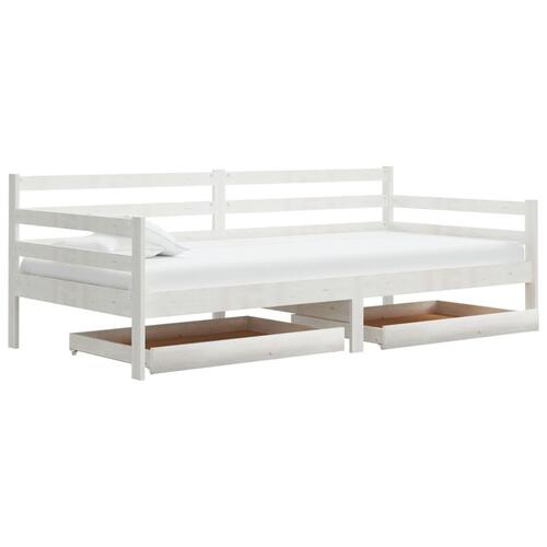 Daybed med skuffer 90x200 cm massivt fyrretræ hvid