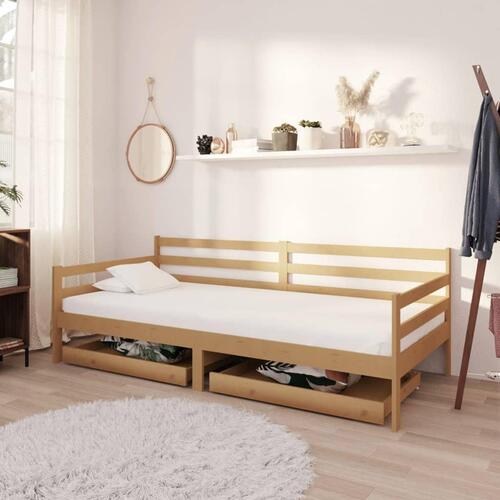 Daybed med skuffer 90x200 cm massivt fyrretræ gyldenbrun