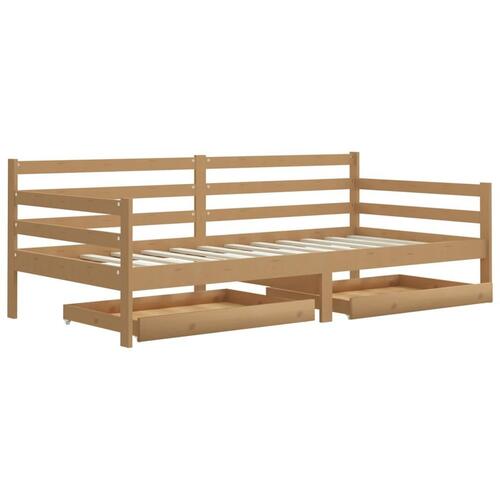Daybed med skuffer 90x200 cm massivt fyrretræ gyldenbrun