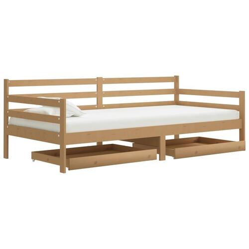 Daybed med skuffer 90x200 cm massivt fyrretræ gyldenbrun