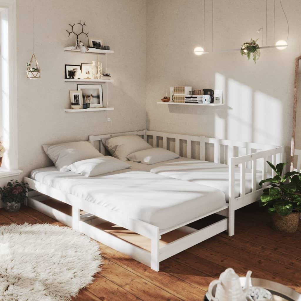Daybed med udtræk 2x(90x200) cm massivt fyrretræ hvid