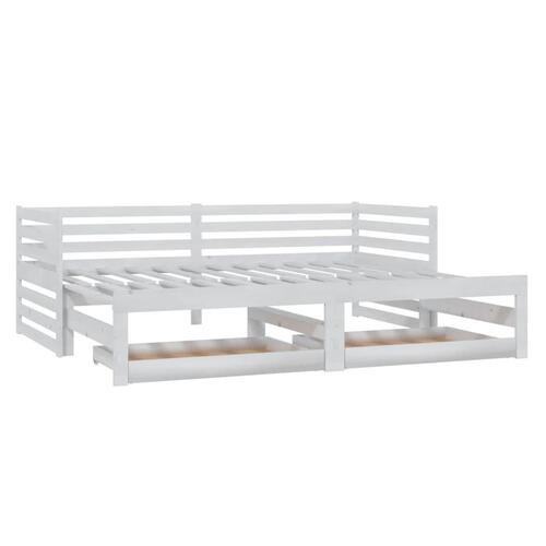 Daybed med udtræk 2x(90x200) cm massivt fyrretræ hvid