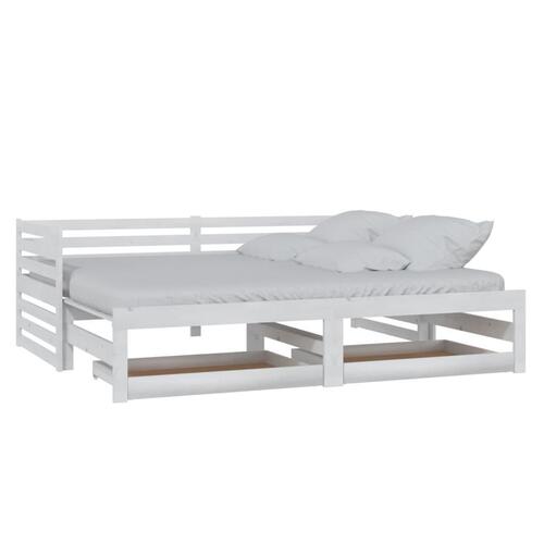 Daybed med udtræk 2x(90x200) cm massivt fyrretræ hvid