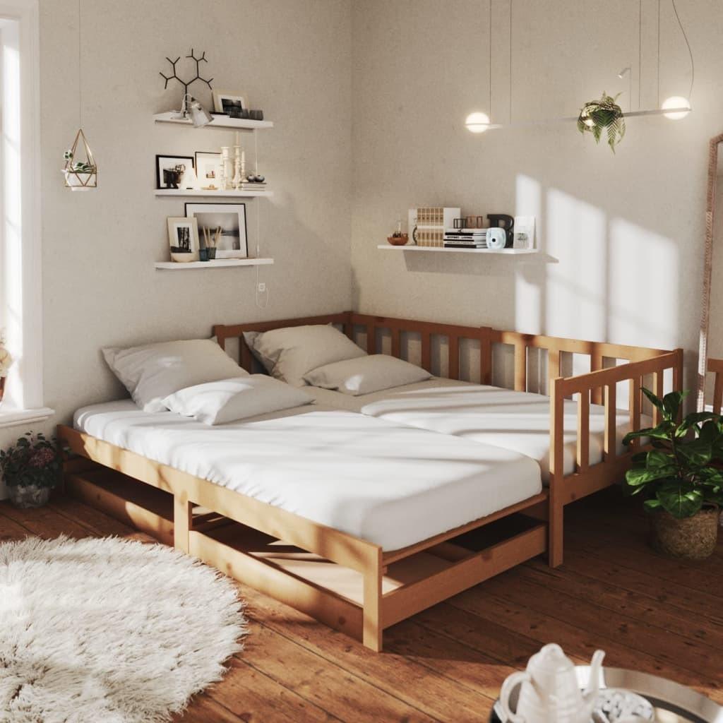 Daybed med udtræk 2x(90x200) cm massivt fyrretræ gyldenbrun