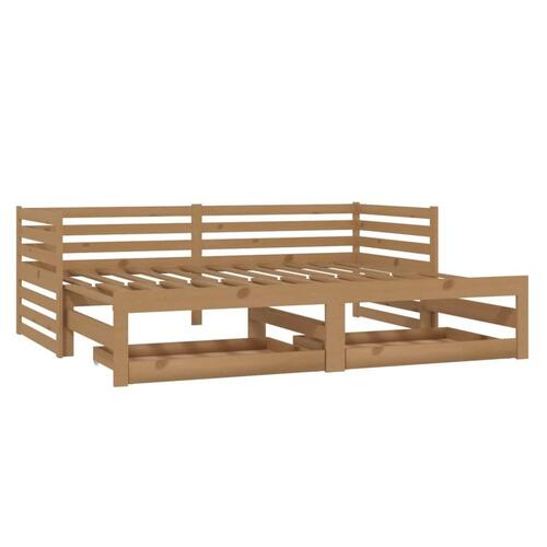 Daybed med udtræk 2x(90x200) cm massivt fyrretræ gyldenbrun