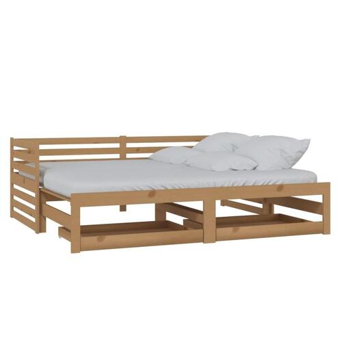 Daybed med udtræk 2x(90x200) cm massivt fyrretræ gyldenbrun