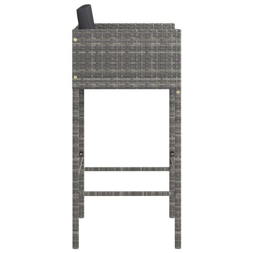 Barstole 4 stk. med hynder polyrattan grå