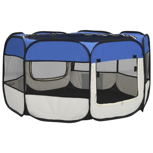 Foldbar hundegård med bæretaske 125x125x61 cm blå