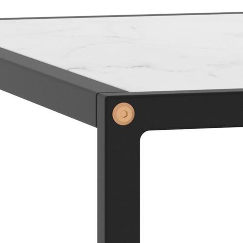 Tebord 80x80x35 cm marmorglas hvid