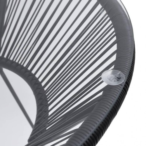 Havebord Ø70 x 74 cm i rattanlook med glasplade - sort