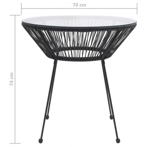 Havebord Ø70 x 74 cm i rattanlook med glasplade - sort