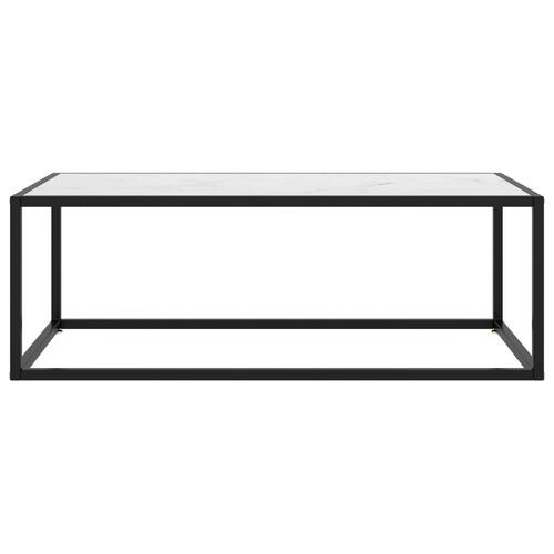 Sofabord 100x50x35 cm hvidt marmorglas sort