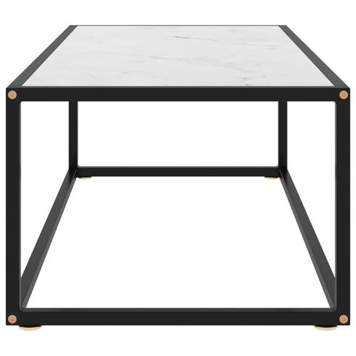 Sofabord 100x50x35 cm hvidt marmorglas sort
