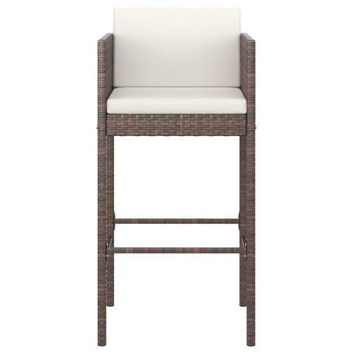 Barstole 4 stk. med hynder polyrattan brun