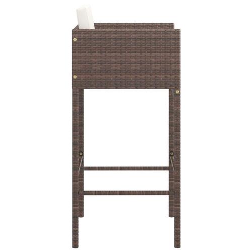 Barstole 4 stk. med hynder polyrattan brun