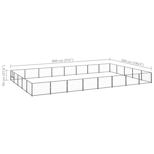 Hundeløbegård 40 m² stål sort