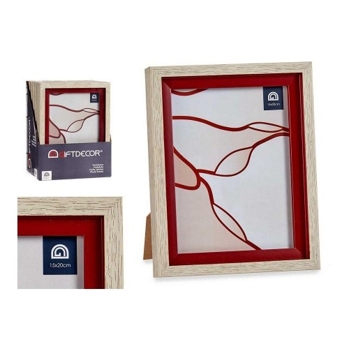Fotoramme 16515 Rød Brun 18,8 x 2 x 24 cm Krystal Træ Plastik
