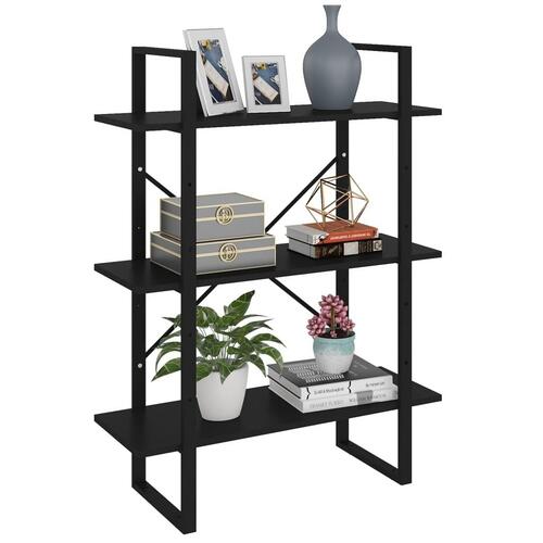 Bogreol 80x30x105 cm konstrueret træ sort