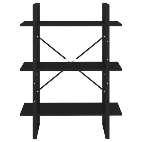 Bogreol 80x30x105 cm konstrueret træ sort