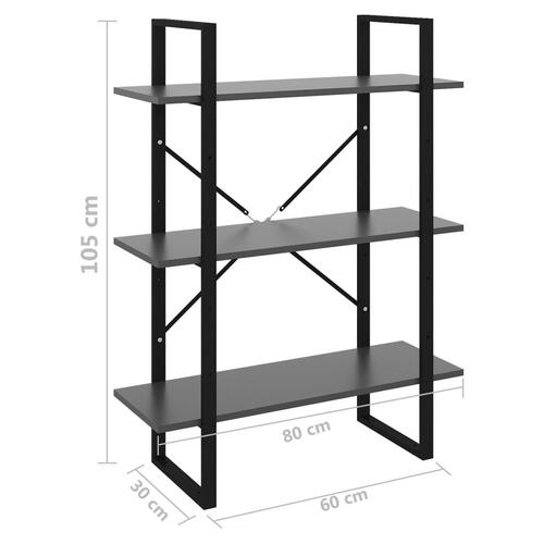 Bogreol 80x30x105 cm konstrueret træ grå