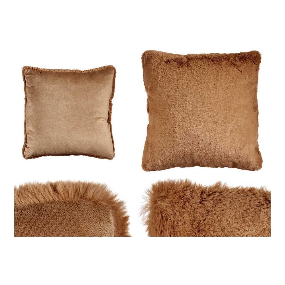 Pyntepude brun 40 × 40 cm - syntetisk læder og polyester billede