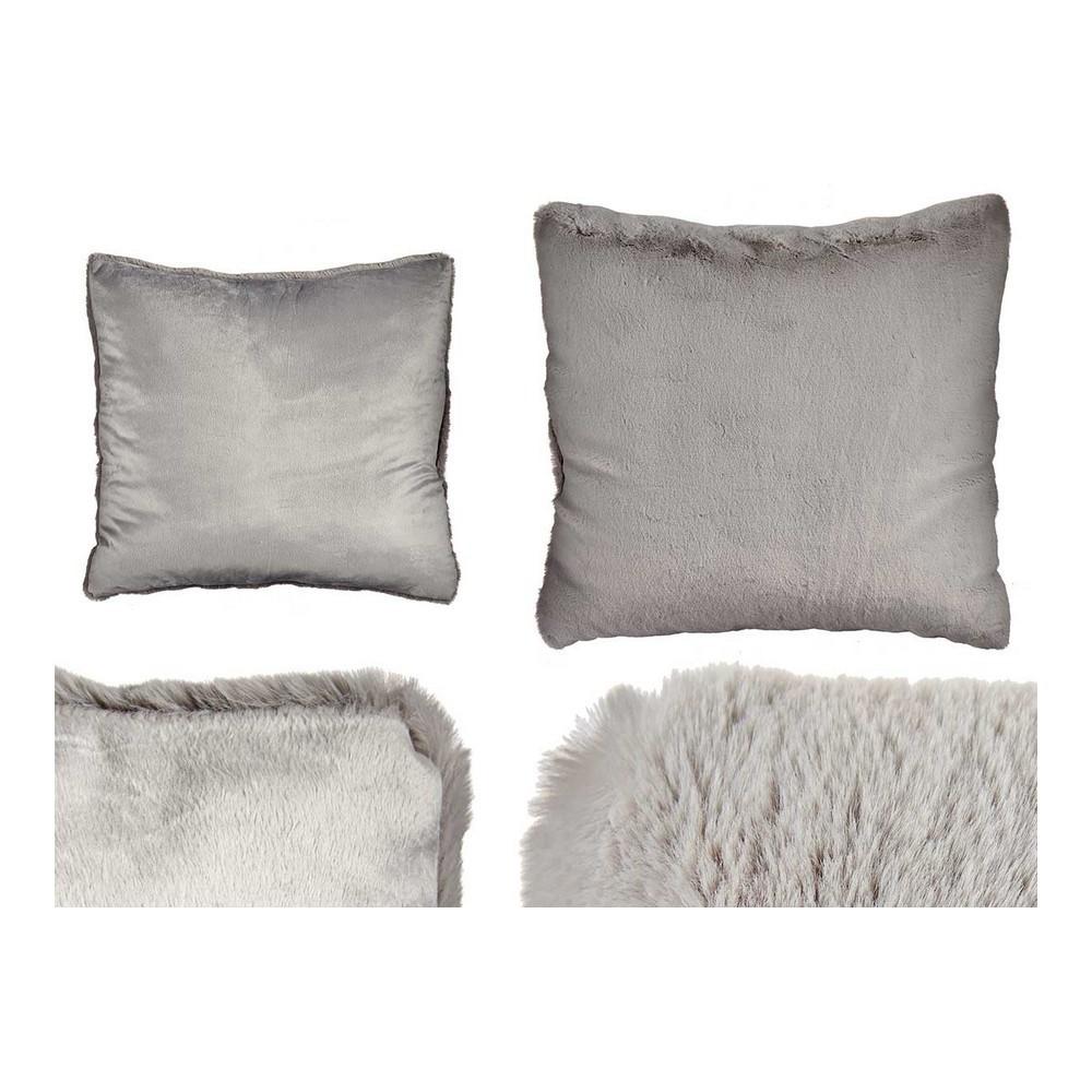Pyntepude grå med hår - 60 × 60 cm billede