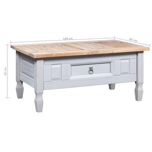 Sofabord 100 x 55 x 44 cm fyrretræ Corona-serien grå