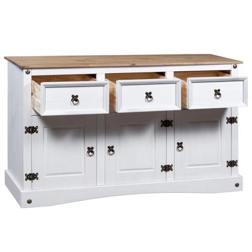 Skænk Corona-serien 132x43x78 cm mexicansk fyrretræ hvid