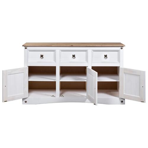 Skænk Corona-serien 132x43x78 cm mexicansk fyrretræ hvid