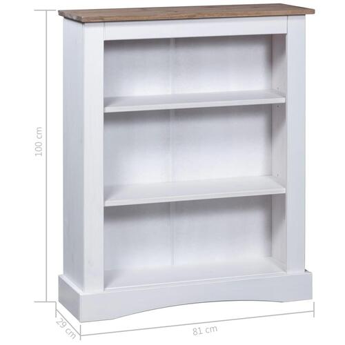 Reol tre hylder Corona-serien 81x29x150 cm fyrretræ hvid