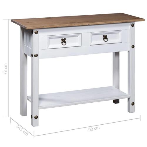 Konsolbord Corona-serien 90x34,5x73 cm mexicansk fyrretræ hvid