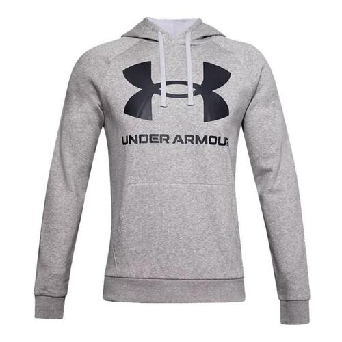 Hættetrøje til Mænd Under Armour Rival Big Logo Lysegrå XL